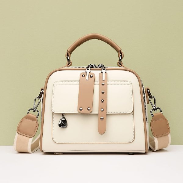 High end ladies' handbag multi-layer large capacity commuting bag(White)